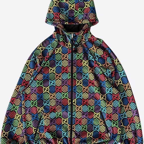 Gucci Black & Multicolor Psychedelic Monogram Windbreaker - Picture 1 of 7